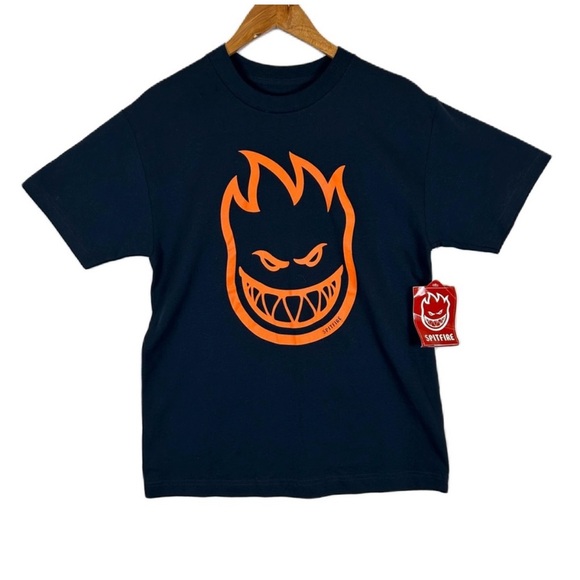 NWT Spitfire Wheels Men’s Navy Bighead Cotton Short Sleeve T-Shirt Medium - Picture 1 of 3